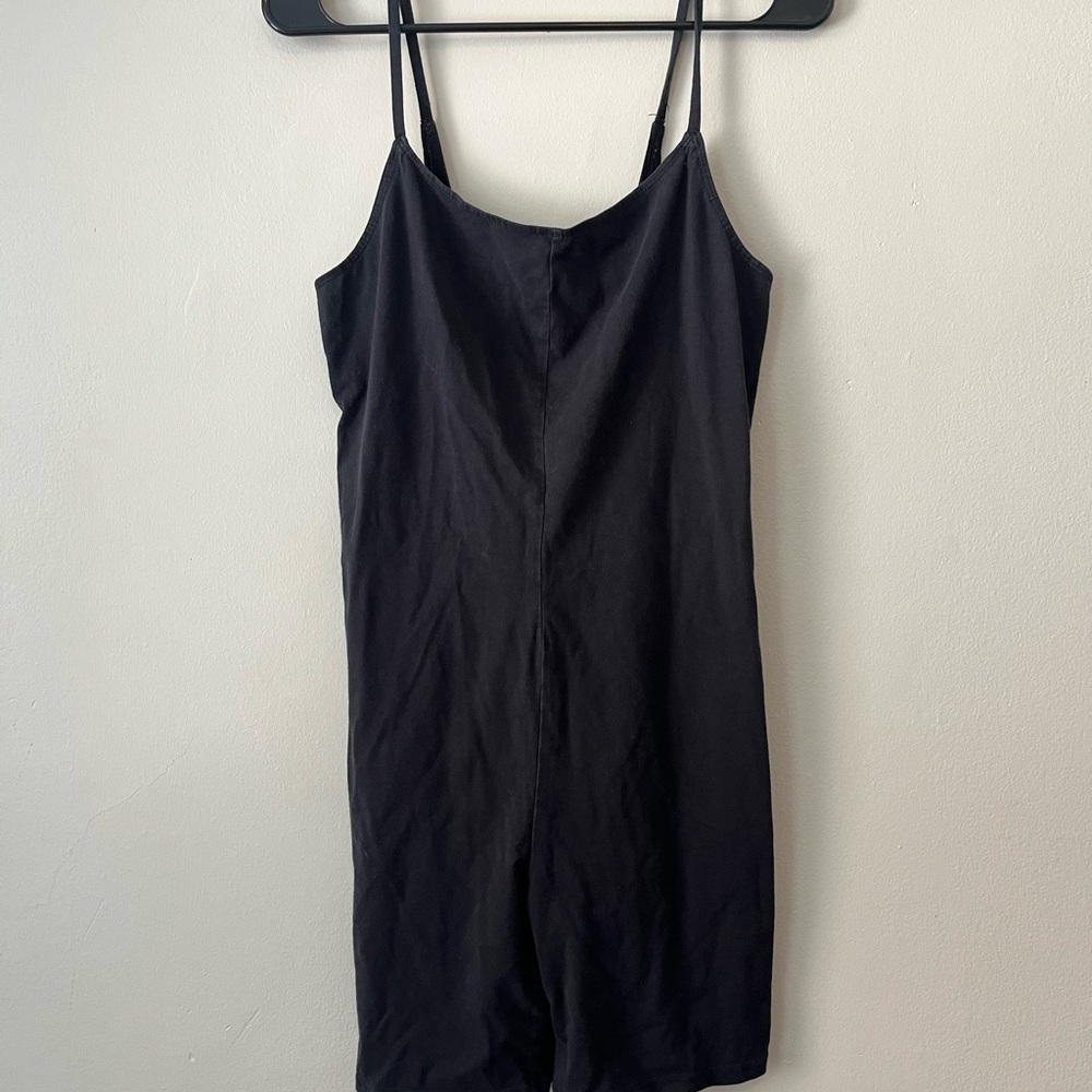 Black Spaghetti Strap Out From Under Body Suit